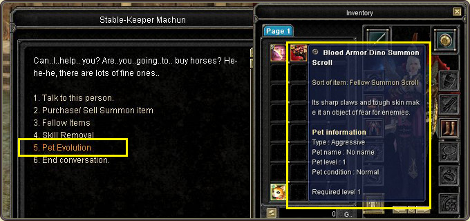 Fellow summon scroll in the inventory