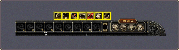 Fellow command icons above the quick slot bar