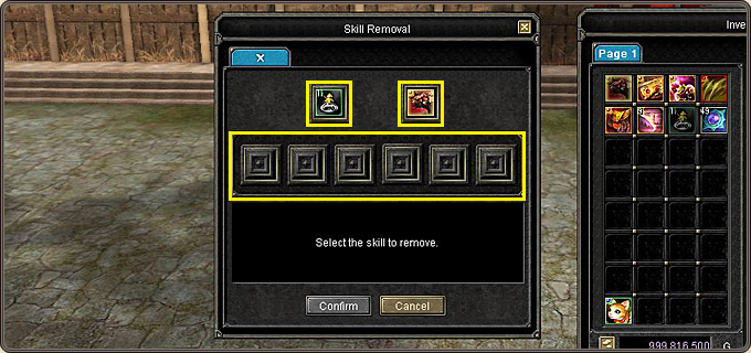 Removing a readied skill at the Stable NPC