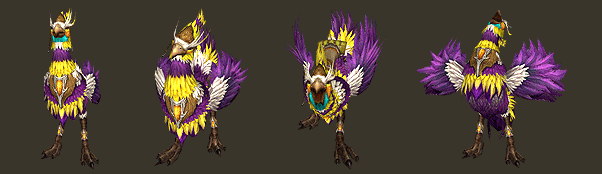 Yellow Sparkle Ostrich from four angles